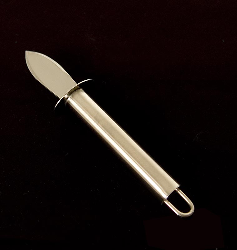 Østerskniv, med rustfrit stålhåndtag + fingerskærm, kort klinge, 18 cm lang, 1 s