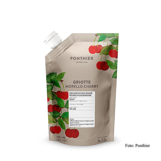 Ponthier kirsebærpuré, Griottes-surkirsebær, med sukker, 1 kg