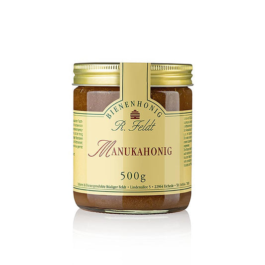 Manuka-honning, mørk, flydende, kraftig urtesmag, 500 g