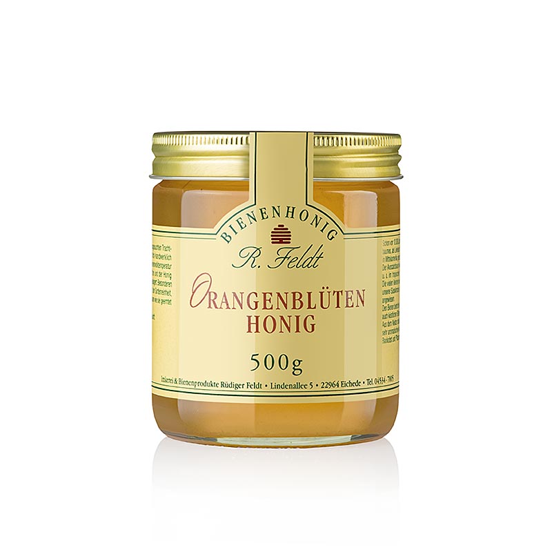 Appelsinblomsthonning, guldfarvet, flydende, sød, 500 g