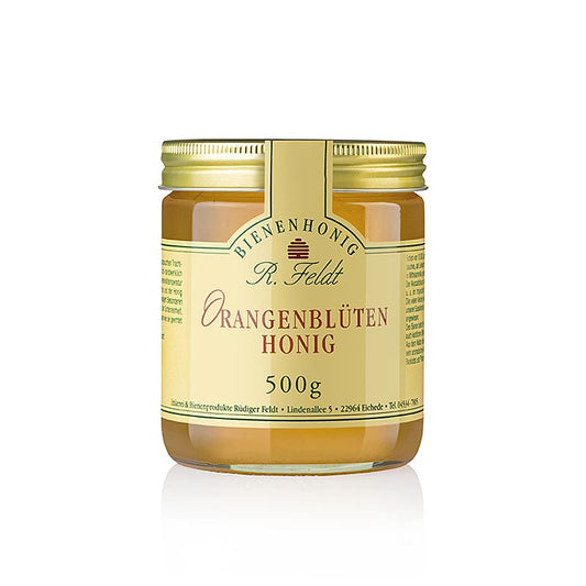 Appelsinblomsthonning, guldfarvet, flydende, sød, 500 g
