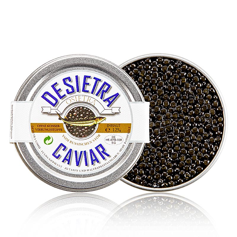 Desietra Osietra kaviar (gueldenstaedtii), akvakultur, uden konserveringsmidler, 125 g