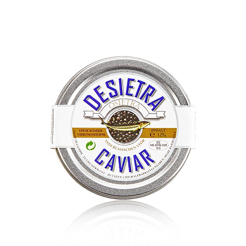 Desietra Osietra kaviar (gueldenstaedtii), akvakultur, uden konserveringsmidler, 125 g