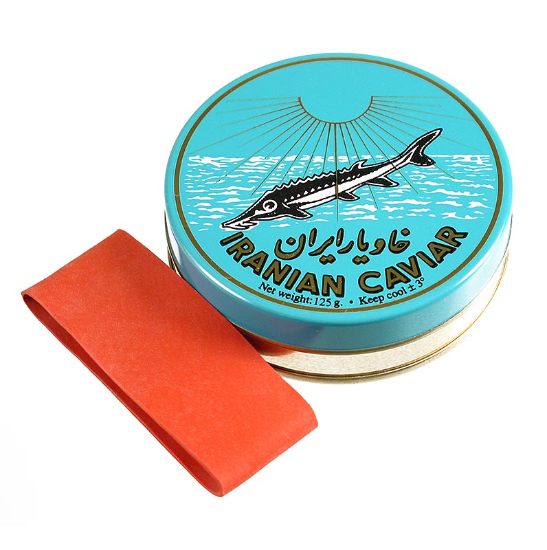 Kaviarbeholder – lyseblå, med gummilukning, ø 8 cm, til 125 g kaviar, 1 stk.
