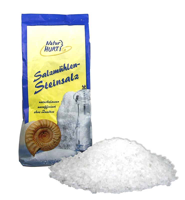 Tysk sten salt, spisesalt til saltkværne, 1,5-3,2 mm, naturligt, 1 kg