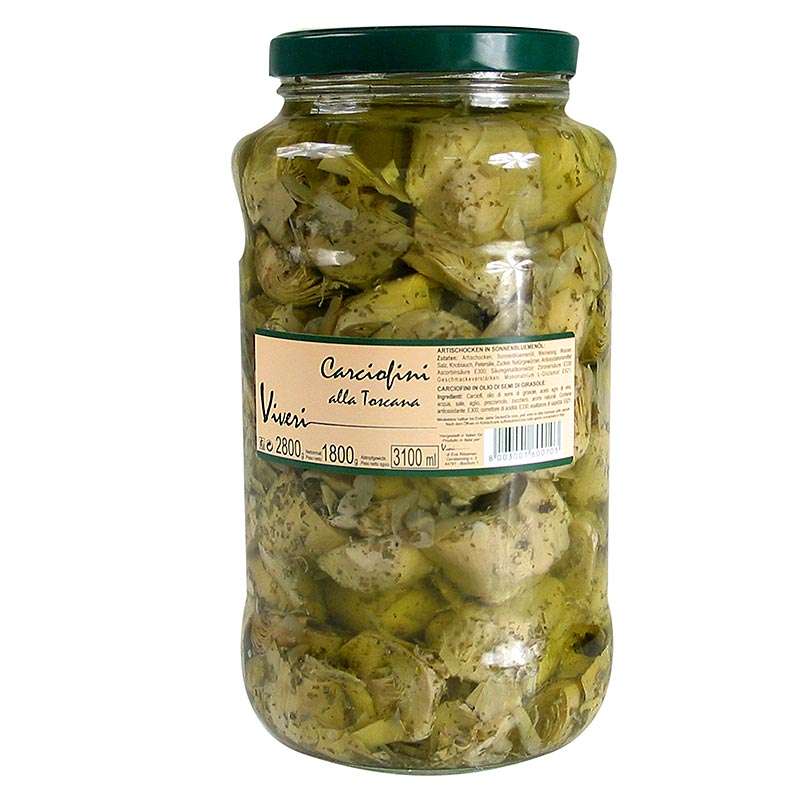 Syltede artiskokker, kvartet - alla Toscana, med urter, 2,8 kg