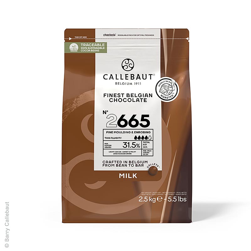 Sødmælk, tyndflydende, Callets, 33 % kakao, 2,5 kg