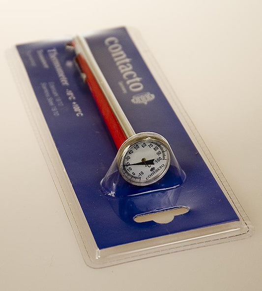 Analog termometer-målepind, rustfrit stål, måleområde -10 °C til +100 °C, 14 cm