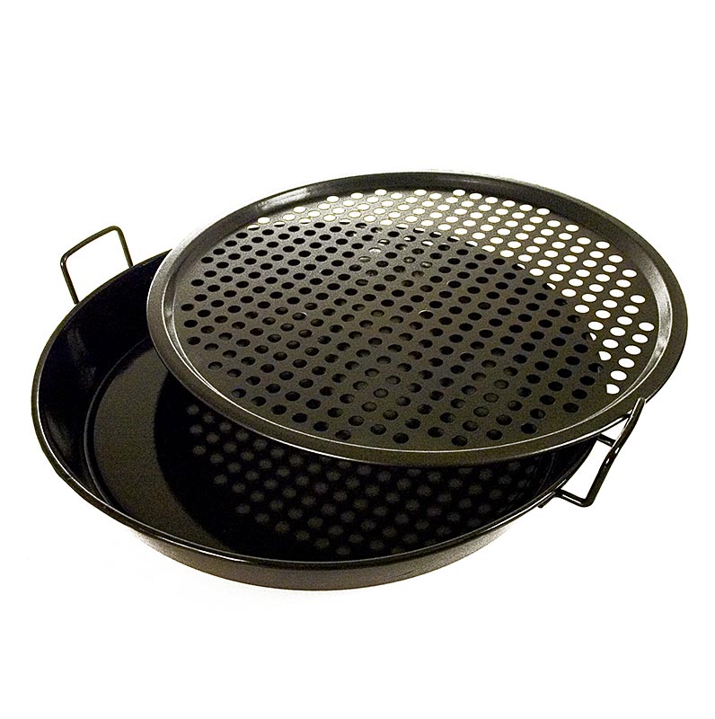 Outdoorchef-tilbehør – Gourmet-sæt: Universalpande & pizzaplade, fra ø 48 cm gri