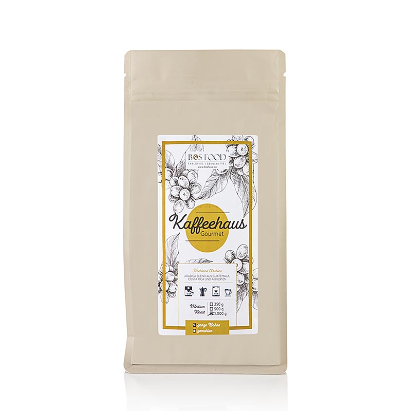 "Chef Food Gourmet" Kaffeehaus, hele bønner, 100 % Arabica-kaffe, 1 kg