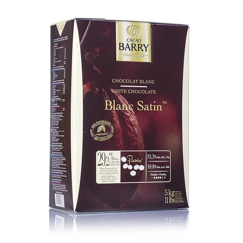 Blanc Satin, hvid chokolade, callets, 29 % kakao, 5 kg