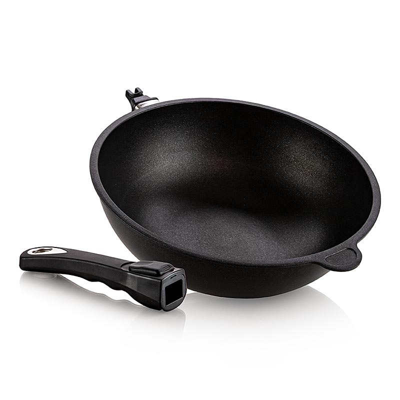 AMT Gastroguss, wokpande, ø 28 cm, 11 cm høj, med aftageligt håndtag, 1 stk