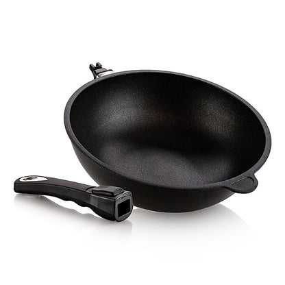 AMT Gastroguss, wokpande, ø 28 cm, 11 cm høj, med aftageligt håndtag, 1 stk