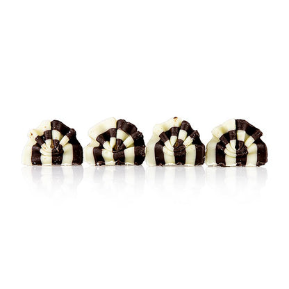 Dekorationspynt "Forest Mini" – chokoladefjer, hvid/mørk chokolade, 33 x 26 mm, 1 kg, ca. 500 St