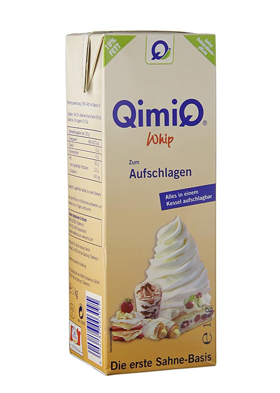 QimiQ Whip Natur, til piskning af søde og krydrede cremer, 19 % fedt, 1 kg