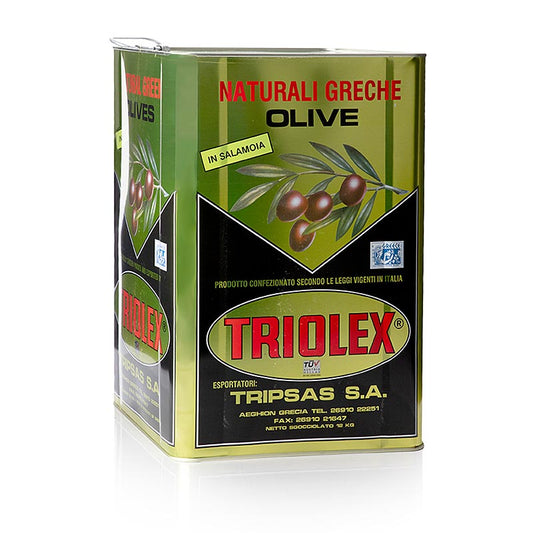 Sorte oliven, uden sten, Kalamata-oliven, i lage, 18,5 kg