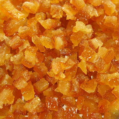 Orangeat, kandiseret appelsinskal, finthakket, 6 mm, Corsiglia Facor, 2,5 kg