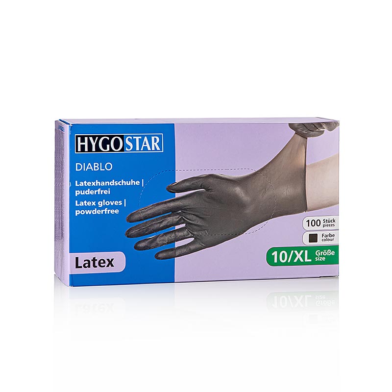 Engangshandsker af latex, sort, XL, uden pudder, 100 stk