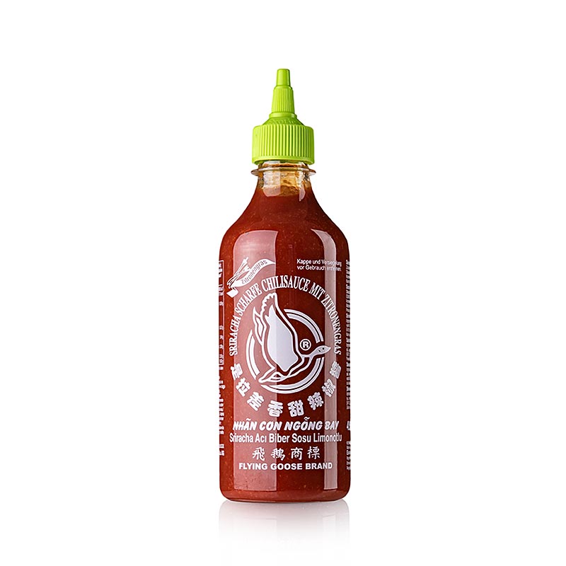 Chilisauce – Sriracha, stærk, med citrongræs, Flying Goose, 455 ml