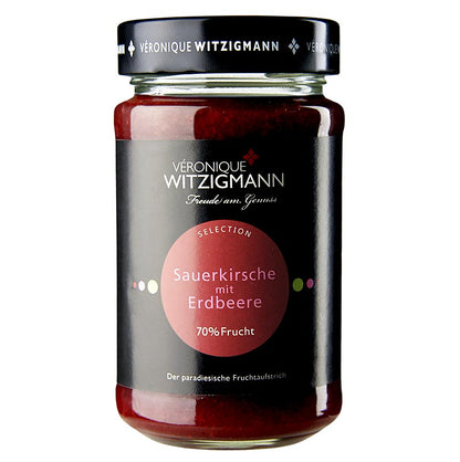 Surkirsebær med jordbær - frugtpålæg, 225 g