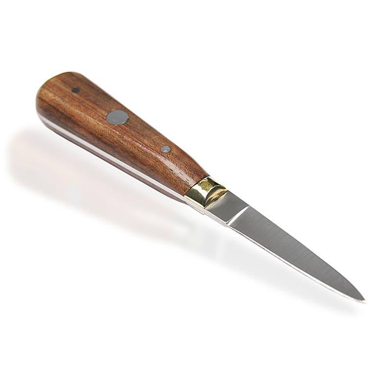 Østerskniv, med ædelt træskaft, tung kvalitet, 6,5 cm blad, 16 cm lang, 1 stk