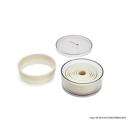 deBUYER udstikker, rund, plast, ø 2/3/4/5/6/7/8/9/10 cm, 9 stk.