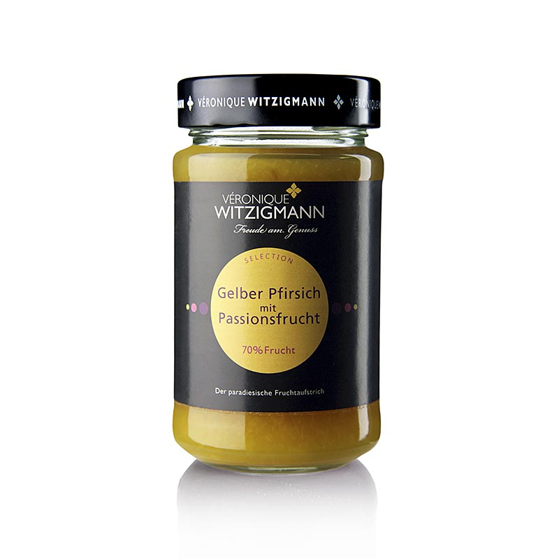 Gul fersken med passionsfrugt - frugtpålæg, 225 g