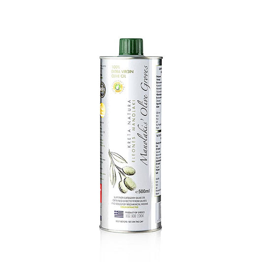 Ekstra jomfruolivenolie, Manolakis Groves, fra Koroneiki-oliven, Kreta, 500 ml