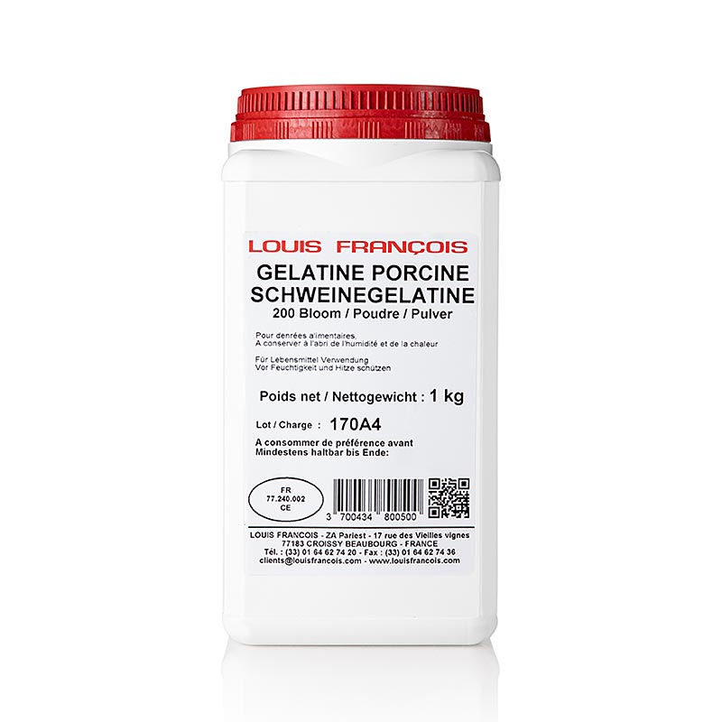 Gelatinepulver, hvid, 200 Bloom, Louis Francois, 1 kg