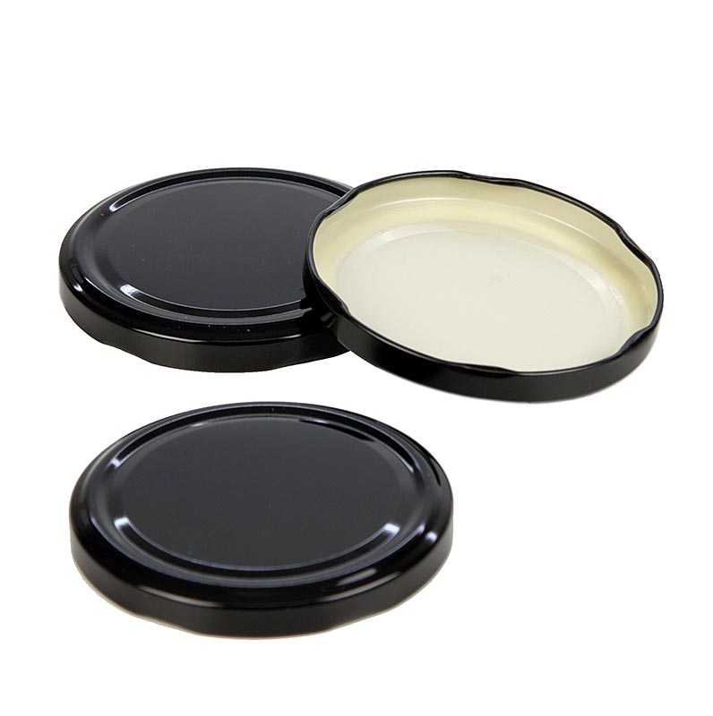 Låg, sort, til rundt glas, 82 mm, 1062 ml, 1 stk