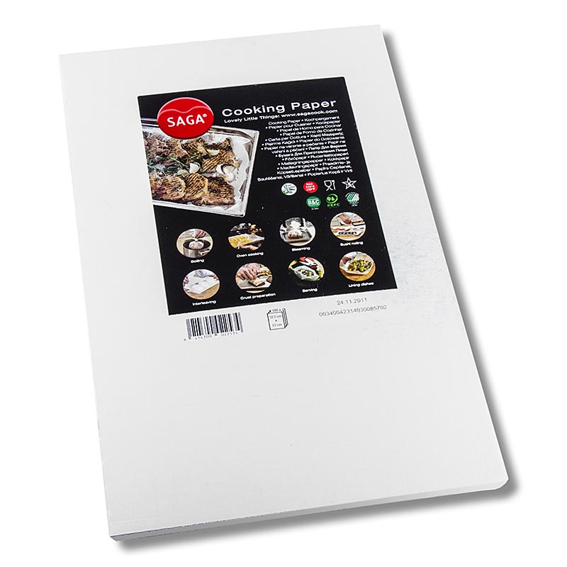 Saga bagepapir, skåret i 32,5 x 53 cm, i dispenser, 500 ark