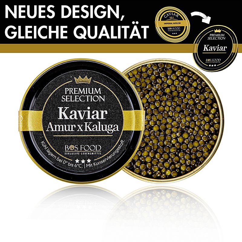 Imperial Auslese Kaviar, Kreuzung Amur x Kaluga Stör (schrenckii x dau), China, 30 g