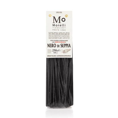 Morelli 1860 Linguine, sort, med blækspruttefarve & hvedekim, 250 g