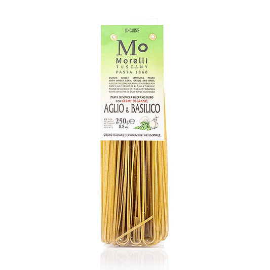 Morelli 1860 Linguine, med hvidløg, basilikum og hvedekim, 250 g