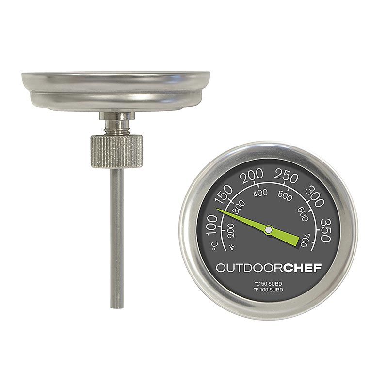 Outdoorchef-tilbehør – temperaturmåler/lågtermometer, til kuglegriller, 1 stk