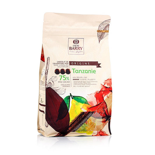 Origine Tanzanie, mørk chokolade, Callets, 75 % kakao, 1 kg