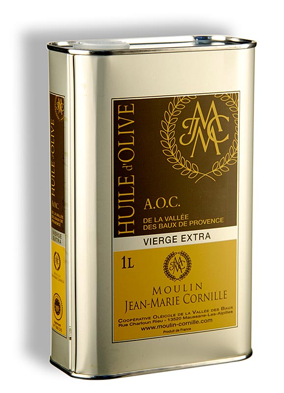 Jomfruolivenolie, Fruité Noir, mild-sødlig, Baux de Provence, BOB, Cornille, 1 l