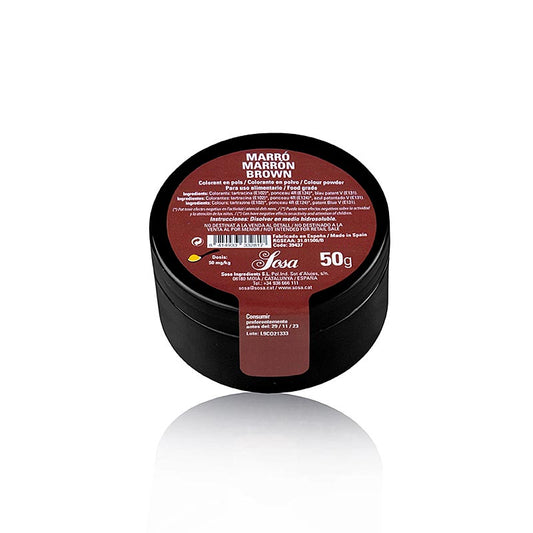 Sosa fødevarefarve, pulver, kastanjebrun, vandopløselig, 50 g