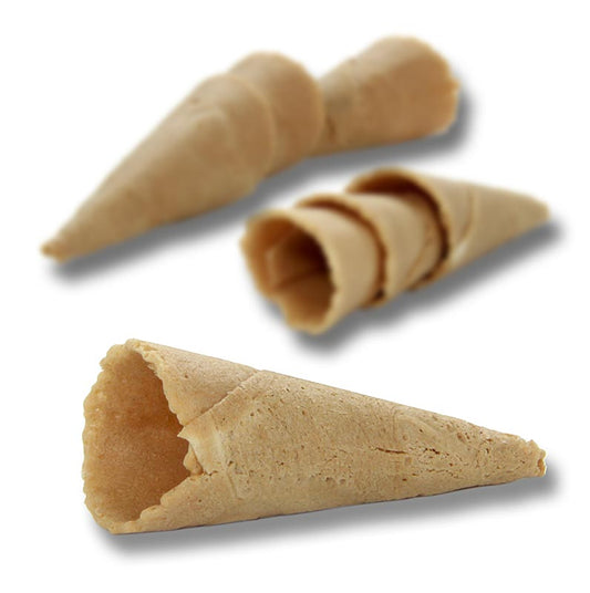 Mini-horn Basic, neutral, ø 2,5x7,5 cm, med vaffelholder, 325 g, 112 stk