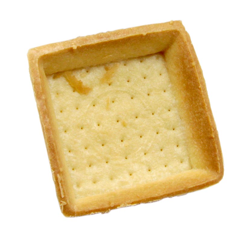 Dessert-tarteletter, firkantede, 7x7 cm, H 1,8 cm, lyse, mørdej, 3,46 kg, 120 st