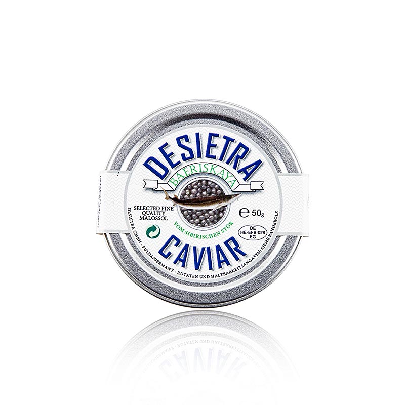 Desietra Baeriskaya kaviar (Acipenser baerii), akvakultur Tyskland, 50 g