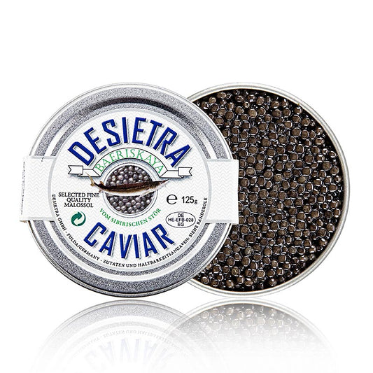 Desietra Baeriskaya kaviar (Acipenser baerii), akvakultur Tyskland, 125 g