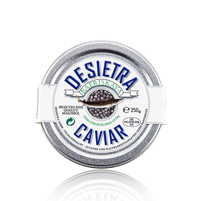 Desietra Baeriskaya kaviar (Acipenser baerii), akvakultur Tyskland, 250 g