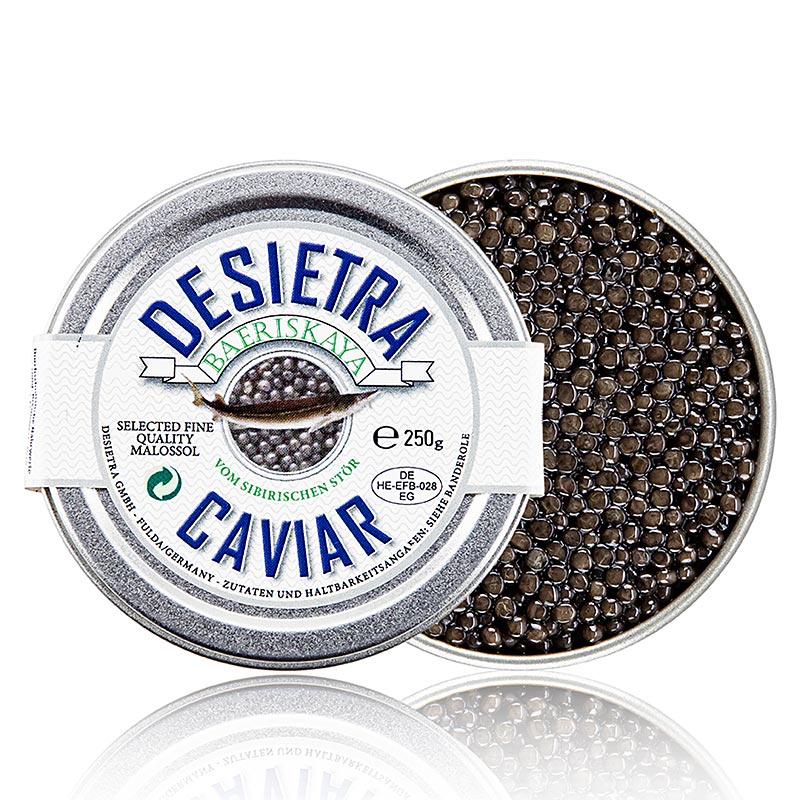 Desietra Baeriskaya kaviar (Acipenser baerii), akvakultur Tyskland, 250 g