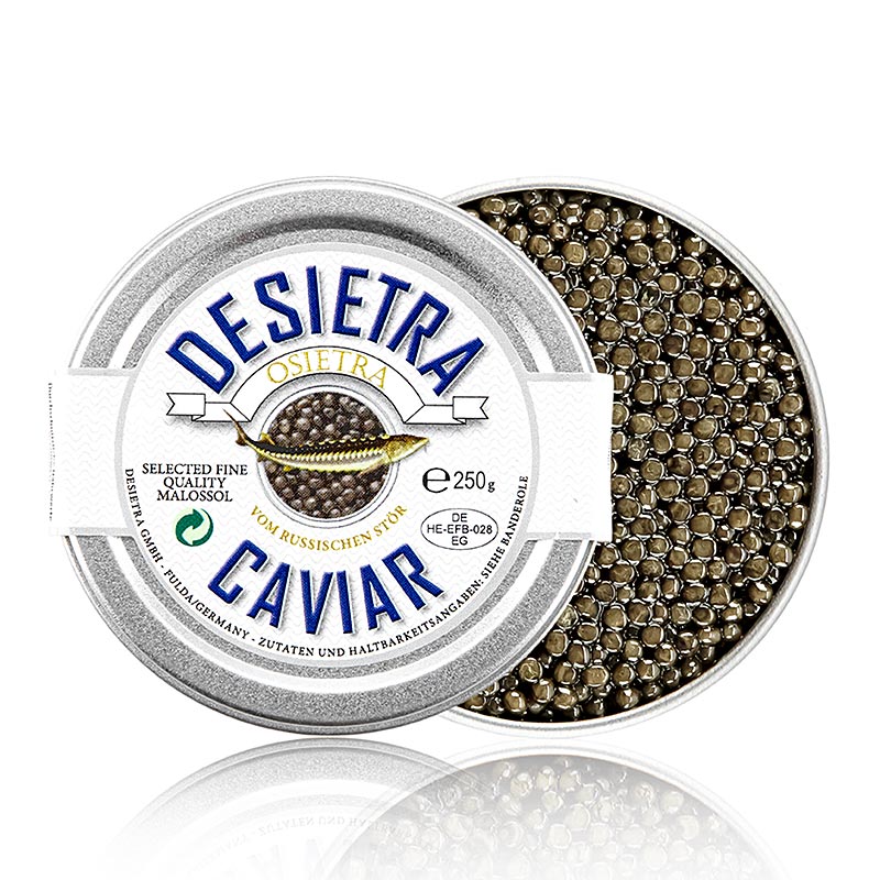 Desietra Osietra kaviar (Acipenser gueldenstaedtii), akvakultur Tyskland, 250 g