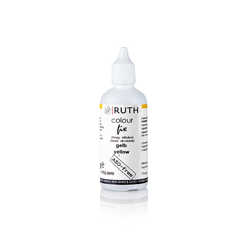 Flydende fødevarefarve, gul, 7702, Ruth, 90 g