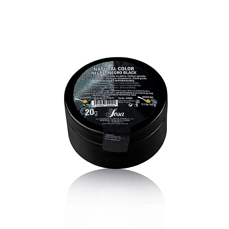 Sosa fødevarefarve, pulver, sort, vandopløselig, 20 g