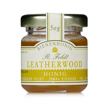 Leatherwood-honning, lysebrun, cremet, meget aromatisk, portionsglas, 50 g