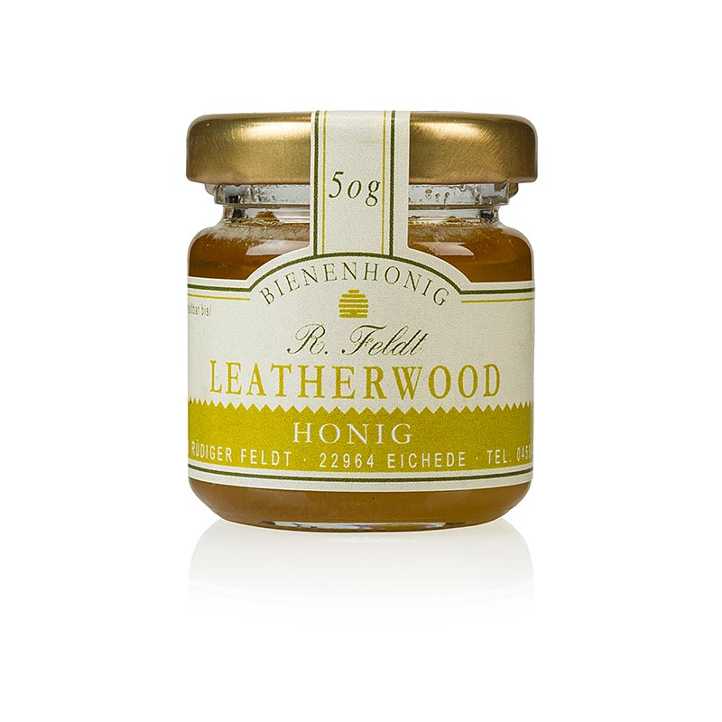 Leatherwood-honning, lysebrun, cremet, meget aromatisk, portionsglas, 50 g