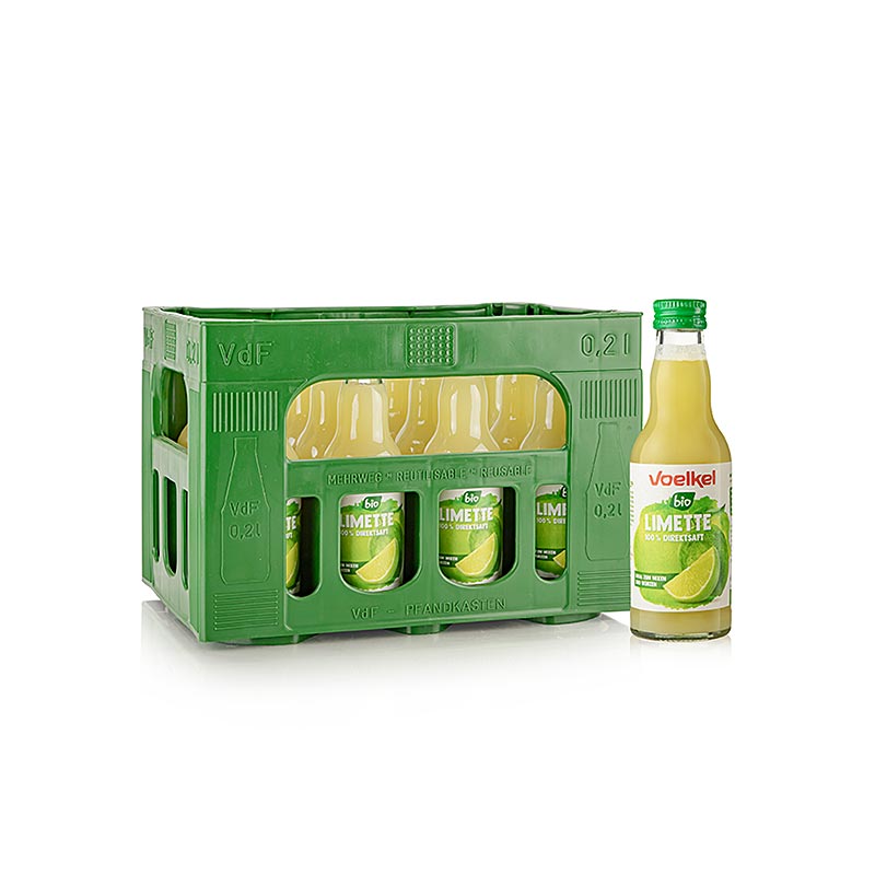 Voelkel – limejuice, 100 % friskpresset, usødet, økologisk, 2,4 l, 12 x 200 ml